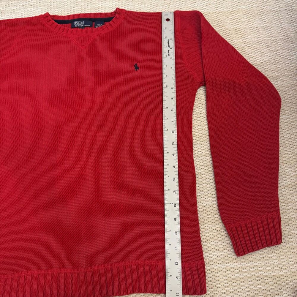 Vintage 90's Polo by Ralph Lauren Red Sweater, Large, 100% Cotton, Made in Japan - Picture 6 of 8